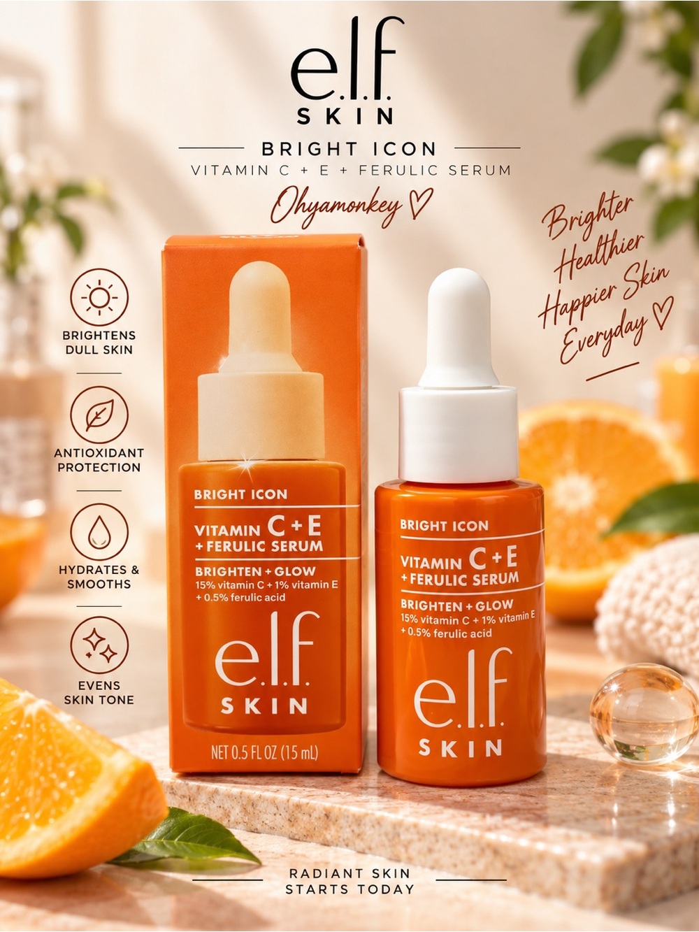 E.l.f. Skin Bright Icon Vitamin C+E + Ferulic Serum